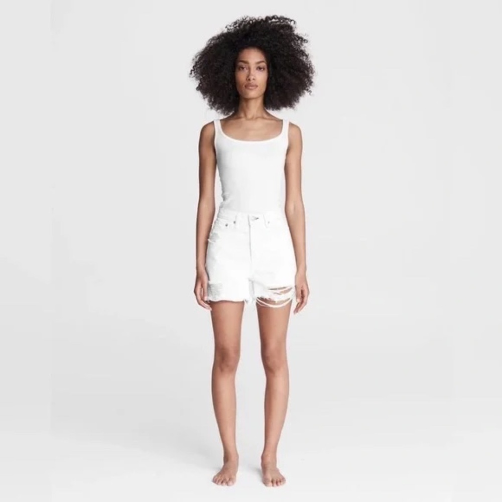 Rag & Bone Maya Relaxed Fit Cotton Denim Shorts - Size 26 in Summer White